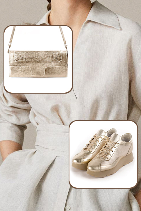 Women's gold dress sneakers. .  - Top view